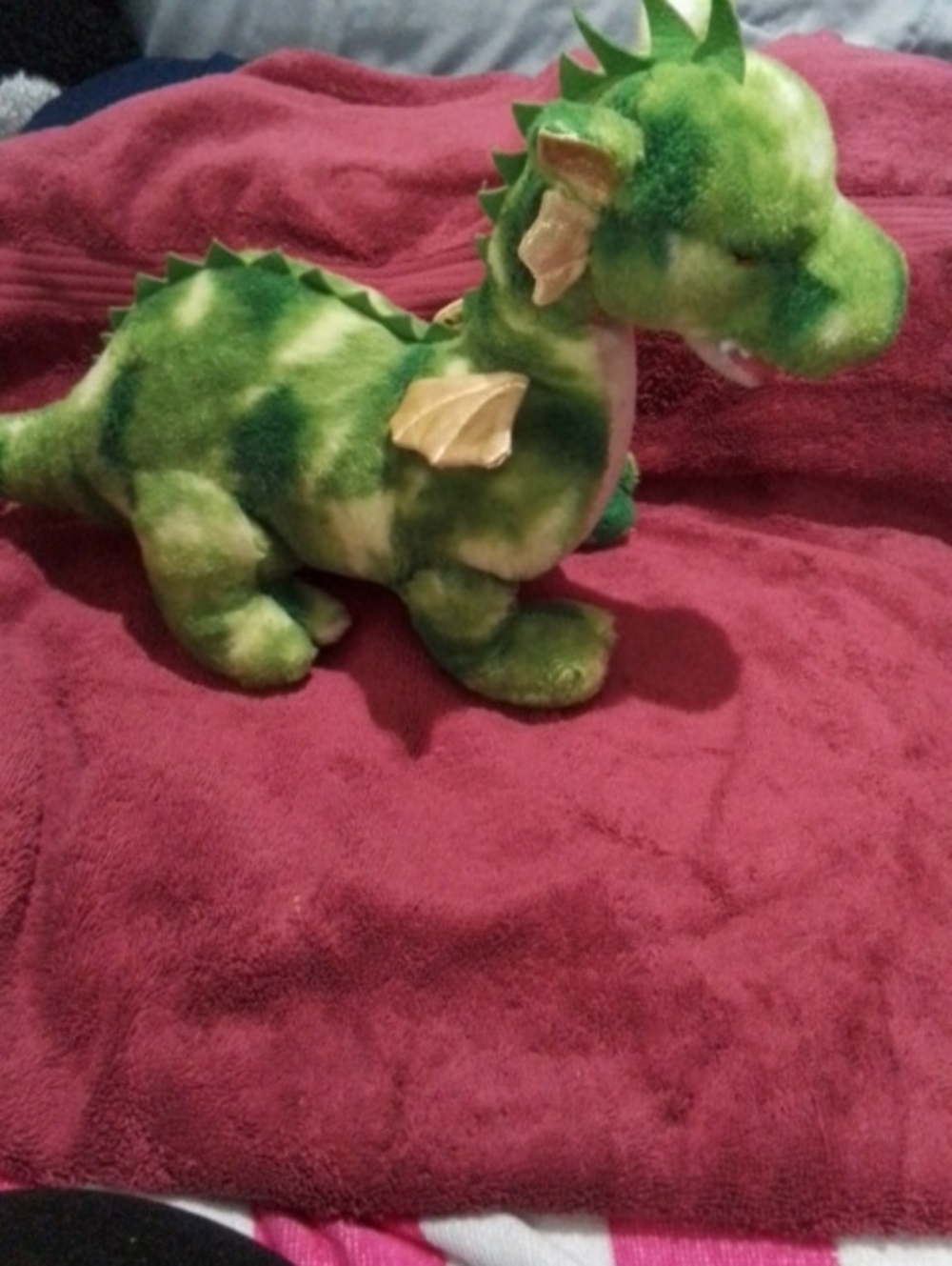 Plush Green Dragon Stuffed Animal with Gold Wings